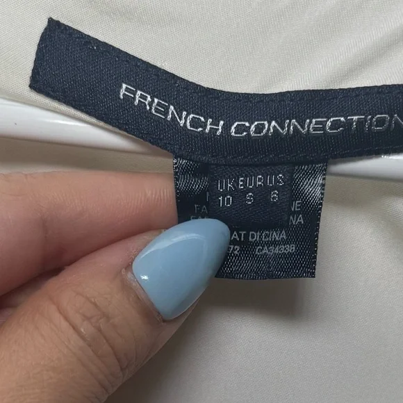FRENCH CONNECTION Womens White Stretch Zippered Ruffled Trim At Shoulders size 6 - Picture 7 of 9